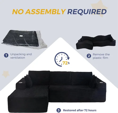 Vista 9 de MAXYOYO Sofá modular de 104 pulgadas con diván en forma de L, moderno sofá deshuesado para sala de estar, sofá en una caja, sofá de gran