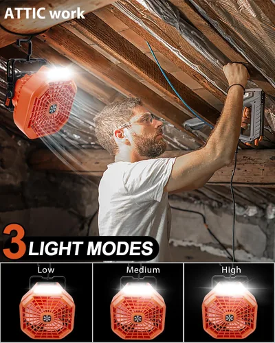 Vista 4 de Taingwei Ventilador portátil con control remoto para batería de litio BLACK+DECKER de 20 V, ventilador de camping con 3 ajustes de velocidad