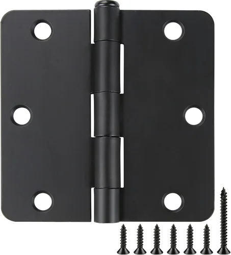 Vista 7 de JIW Bisagras de puerta de níquel satinado de 3.5 pulgadas 1/4 pulgadas, paquete de 12 Bisagras de puerta interiores níquel cepillado 3 ½" hardware