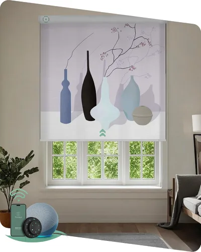 Vista 12 de Yoolax Persianas enrollables motorizadas con control remoto, persianas inteligentes impresas con imagen personalizada que funcionan con Alexa