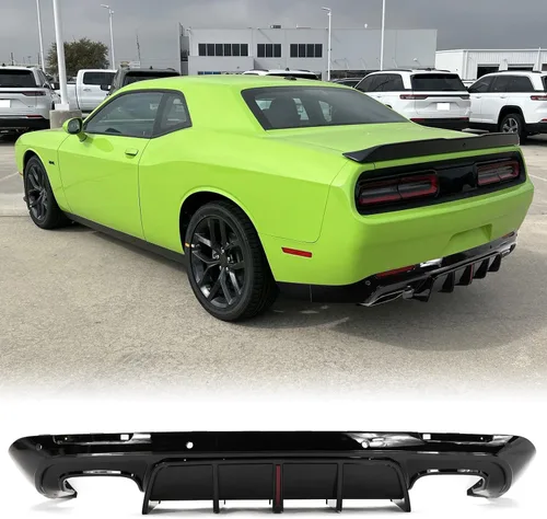 Vista 9 de FREEMOTOR802 Difusor Trasero Compatible con Dodge Challenger 2015-2023, Impresión de Fibra de Carbono PP Moldura de Parachoques Trasero Labio