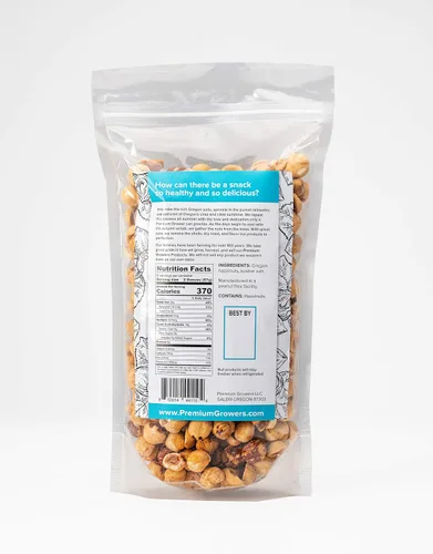 Vista 4 de Oregon Farm To Table - Avellanas de cultivadores premium - Tostadas en seco - Ligeramente saladas - Certificado Kosher - 1 libra