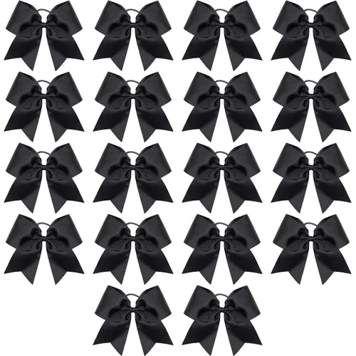 Vista 17 de 18 PCS 8" Large American Flag Cheer Hair Bows Ponytail Holder Elastic Band Handmade for Cheerleaders Teen Girls College Sports