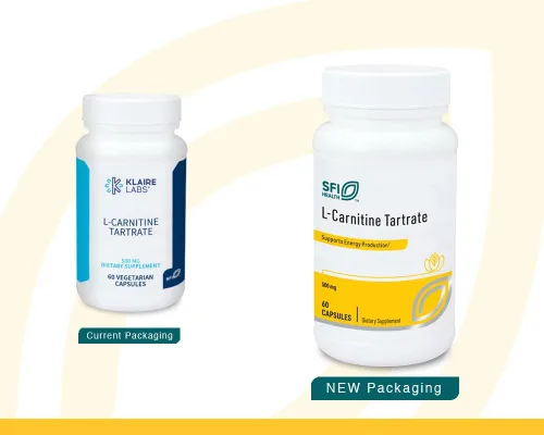 Vista 2 de Klaire Labs SFI Health L-Carnitina Tartrato - 500 mg de aminoácidos, L-carnitina estabilizada - Sin D-carnitina sintética (60 cápsulas)