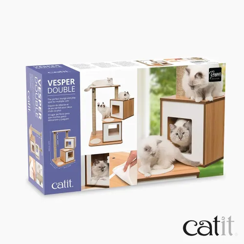 Vista 8 de Mueble Vesper para gato, V-Double, Walnut