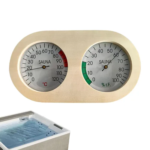 Vista 6 de Sauna Temperature Gauge,Wooden Temp Range 0-120 Monitor Temperature Hygrometer for Sauna Room,for House Apartment Bedroom Kitchen Living Room