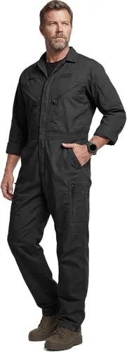Vista 14 de CQR - Overol para hombre con manga corta, cremallera frontal, múltiples bolsillos, resistente a las manchas y a las arrugas Vortex Álamo Caqui