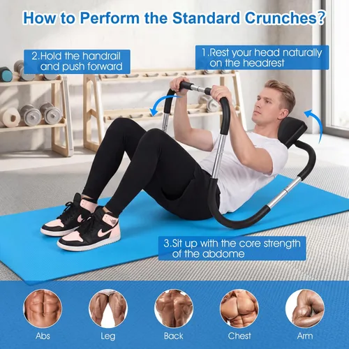 Vista 7 de Goplus AB Fitness Crunch, máquina abdominal portátil, ejercitador de entrenamiento para fuerza central, entrenamiento muscular, entrenador AB