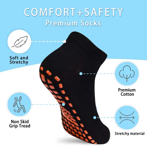 Vista 3 de GRPSKCOS Calcetines antideslizantes para cama elástica para niños, con agarre pegajoso, para interiores, transpirables, 4 pares para niños
