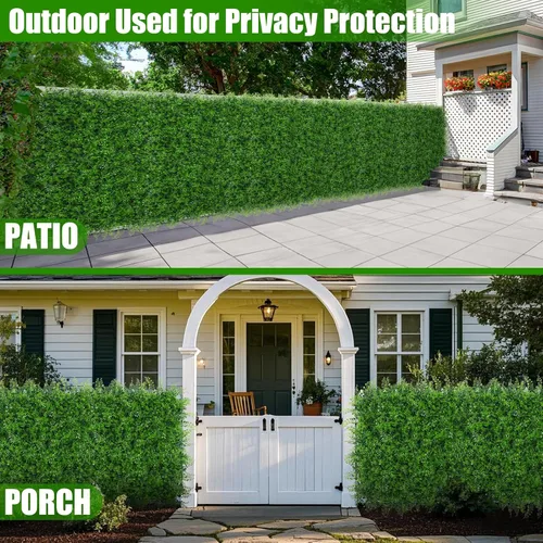 Vista 7 de 6 paneles de pared de césped de 20 x 20 pulgadas, fondo de hierba de helecho artificial con protección UV, paneles de boj de plantas de vegetación