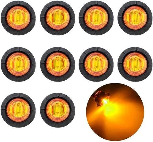 Vista 9 de TMH 30 piezas 3/4 pulgadas 10 luces ámbar + 10 luces rojas + 10 luces blancas, 3 LED, luces indicadoras de despeje, luces marcadoras laterales, mini