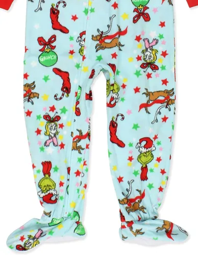 Vista 4 de The Grinch Dr. Seuss - Pijama de Navidad con pies para niños y niñas
