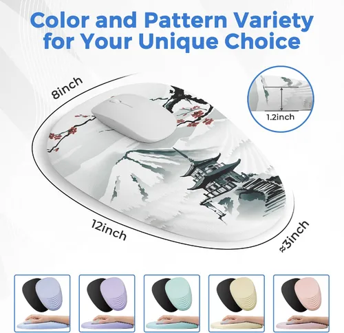 Vista 6 de Alfombrilla ergonómica para mouse con soporte de muñeca, reposamuñecas de espuma viscoelástica para aliviar el dolor y túnel carpiano, base 03