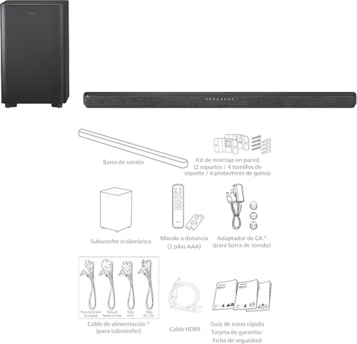 Vista 5 de Philips TAB6200 Barra de sonido de 2.1 canales con subwoofer inalámbrico - Bluetooth, HDMI eARC, Dolby Atmos, DTS Virtual:X, 240W Max Power, Negro