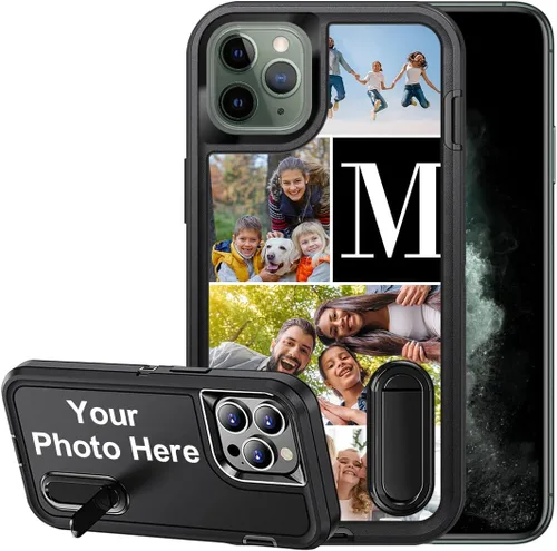 Vista 23 de Funda personalizada para iPhone 11, funda con soporte integrado y soporte, protección resistente a los arañazos, funda de fotos personalizada, haz