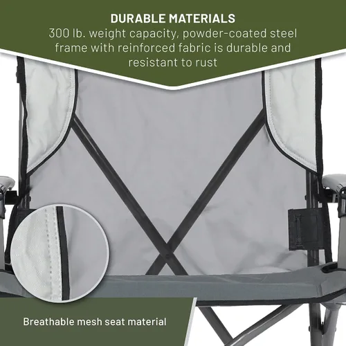 Vista 9 de TIMBER RIDGE Silla plegable de campamento para adultos, sillas plegables de aluminio con respaldo alto con organizador de tazas y reposacabezas