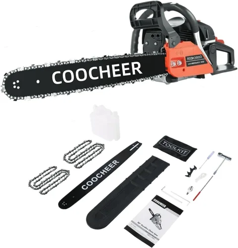 Vista 8 de COOCHEER Motosierra de Gas Mejorada de 62CC 3.5-HP 2 Ciclos de 20 Pulgadas con Bolsa de Transporte y Kit de Herramientas, Motosierras a Gas
