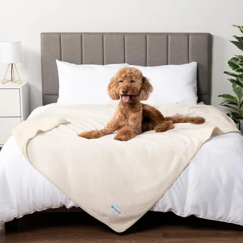 Vista 35 de PETAMI Manta impermeable de forro polar Sherpa para gatos y perros, color beige, talla S