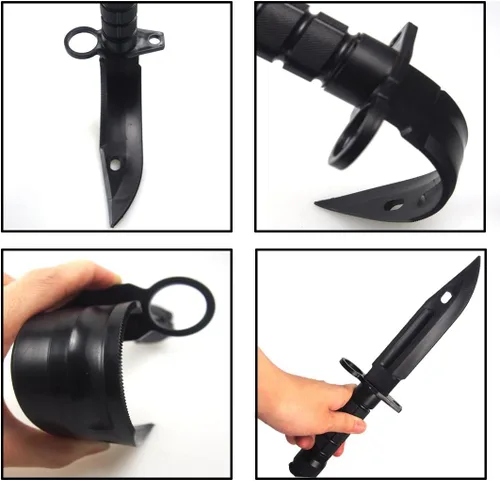 Vista 6 de Cuchillo bayoneta Toonol de plástico para entrenamiento táctico con vaina 1 pieza M9-negro