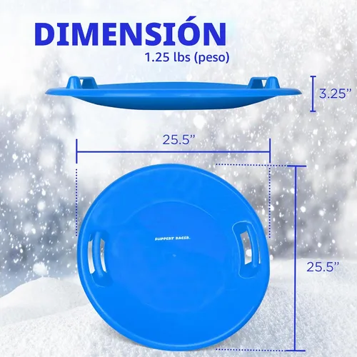 Vista 3 de Slippery Racer Trineo de nieve de plástico para exteriores, resistente al frío, resistente al frío, con mangos. Varios