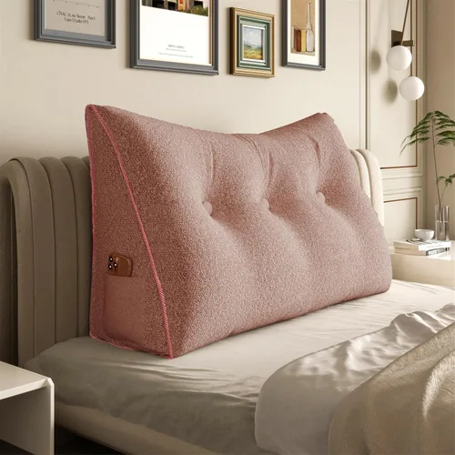 Vista 36 de Almohada de cuña doble gruesa de 8 libras para cabecero de dormitorio universitario, almohada de cuña de terciopelo con respaldo triangular