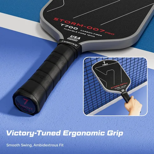 Vista 5 de USAPA Approved 6-Layer Construction T700 Carbon Fiber Pickleball Paddle, 16mm Thermoformed Pickleball Racket with High Spin & Extended Grip