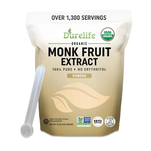 Vista 12 de Edulcorante orgánico de fruta de monje 100% puro Durelife, sin eritritol, extracto en polvo de fruta de monje, orgánico USDA verificado por