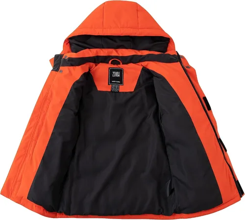 Vista 3 de ZSHOW Abrigo de invierno para niños, resistente al agua, cálido, acolchado, con capucha extraíble