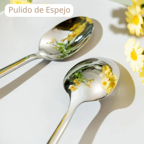 Vista 4 de Alata Potter - Juego de cubiertos forjados de acero inoxidable de 20 piezas, servicio para 4, acabado espejo, apto para lavavajillas Plateado