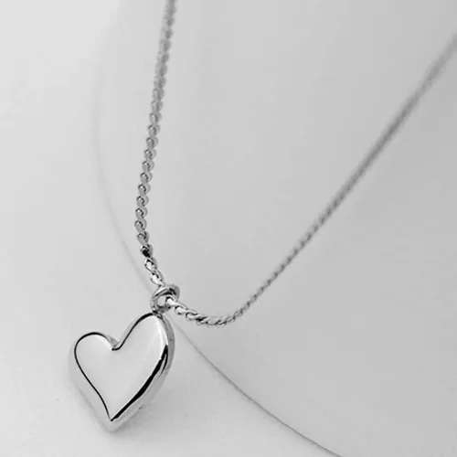 Vista 3 de Jude Jewelers Collar con colgante de acero inoxidable en forma de corazón clásico y liso, para boda, fiesta de vacaciones, Metal, Circonia cúbica