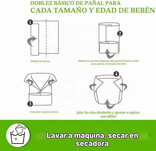 Vista 4 de Fasoar - Pañales predoblados de tela – 100% algodón premium sin blanquear, 3 capas lavables para bebés a niños – multiuso (10-35 libras) 5/6/10/12