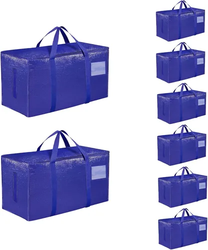 Vista 17 de Paquete de 4 bolsas de mudanza extra grandes y resistentes, bolsas de almacenamiento impermeables con asas y cremalleras, plegables para dormitorio