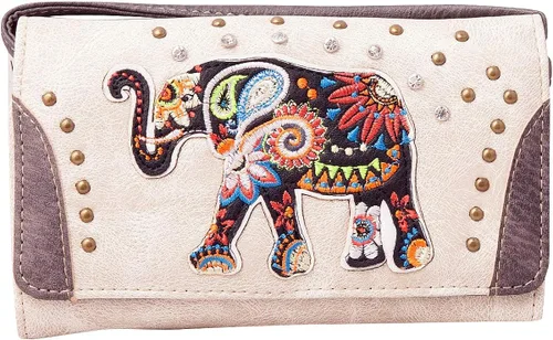 Vista 4 de HW Collection - Juego de bolso y cartera con diseño de elefante, color occidental