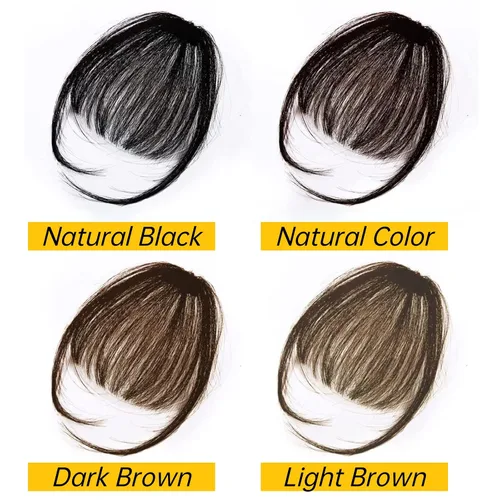 Vista 5 de Flequillo de cabello humano con clip, natural hecho a mano, flecos con sienes para mujer, extensiones curvadas reales y onduladas, piezas de cabello