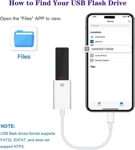 Vista 6 de Adaptador USB-C a USB para iPhone 15, 16, 17, MacBook Pro Air 2025, iMac iPad mini Pro, compatible con convertidor de cable USB OTG certificado MFi
