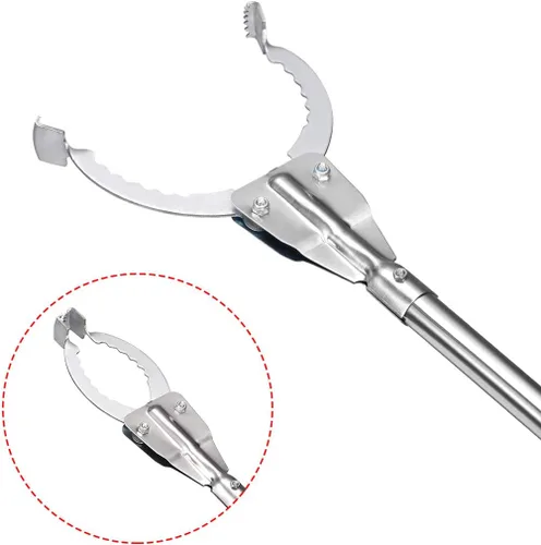 Vista 3 de uxcell 36 pulgadas agarrador herramienta extensor garra recogedor de basura acero inoxidable gris 2 unids