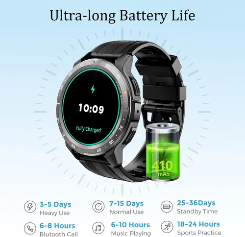 Vista 13 de VIRAN Relojes inteligentes militares para hombres, reloj inteligente resistente al agua 5ATM con llamada Bluetooth (respuesta/llamada de marcación)