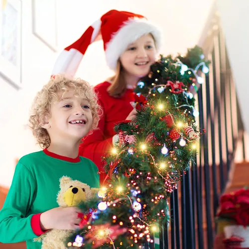 Vista 4 de Honoson Guirnalda de luces de Navidad con cuentas de bayas de 33 pies, guirnalda de luz para chimenea, decoración de chimenea de Navidad, cuentas