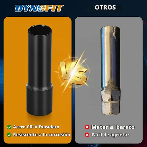 Vista 4 de DYNOFIT Llave de Tuercas de Orejeta Estriadas de 6 Puntos para Llave con Impulsor de Enchufe Cuadrado Imperial de 1/2", Herramienta de Llave de Negro