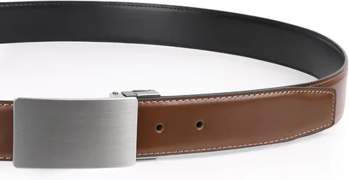 Vista 4 de Cinturones de vestir de cuero para hombre con hebilla reversible Cinturón de jeans casual