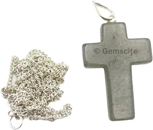 Vista 2 de GEMSCITE Colgante de cruz de piedras preciosas con cadena de 24 pulgadas + bolsa de cristal curativo de moda, hecho a mano, para hombres y mujeres