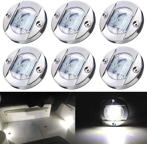 Vista 9 de 6 Piezas Luces LED Marinas para Barco, Cubierta de Cabina, Luces de Cortesía de Popa Espejo de Popa 12V DC para Navegación en Barco, Kayak, Yate Azul
