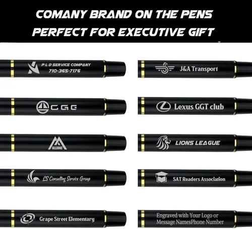 Vista 2 de Ancolo Bolígrafos con logotipo personalizado, bolígrafo de bola rodante, hermosos bolígrafos de escritura suave, repuesto de tinta negra, grabado