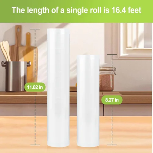 Vista 7 de 4 rollos de bolsas selladoras al vacío compatibles con sellador al vacío Anova & FoodSaver, 11 pulgadas x 16.4 pies y 8.3 x 16.4 pies, sin BPA