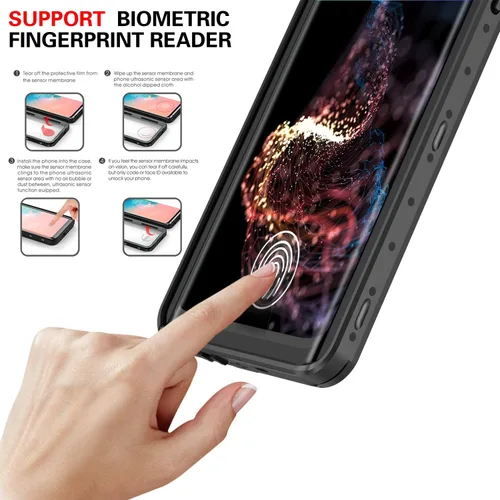 Vista 5 de GOLDJU - Funda impermeable para Samsung Galaxy S10 Plus, color negro Built in Screen Protector 360° Full Body Protective Shockproof Dirtproof