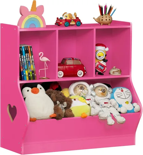 Vista 16 de Lerliuo Estantería y organizador de almacenamiento para bebés y niños pequeños, gabinete y librero para niños, estante de madera con 3