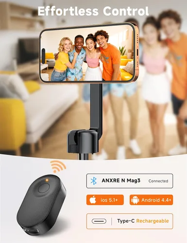 Vista 6 de Trípode magnético para teléfono de 71 pulgadas con abrazadera