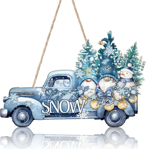 Vista 11 de Bienvenida Invierno Letrero de Puerta Letrero de Puerta de Invierno y Navidad Decoración de Puerta de Madera para Pared de Granja Colgante Placa