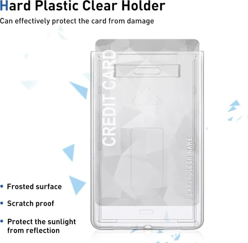 Vista 4 de Zonon 20 piezas de plástico duro 2 tarjeteros de plástico duro transparente, resistente al agua, transparente, portatarjetas de identificación