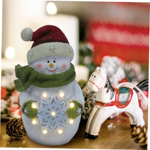 Vista 7 de 1 adorno creativo de muñeco de nieve de resina iluminado para decoración del hogar, manualidades luminosas para ambiente festivo, sala de estar